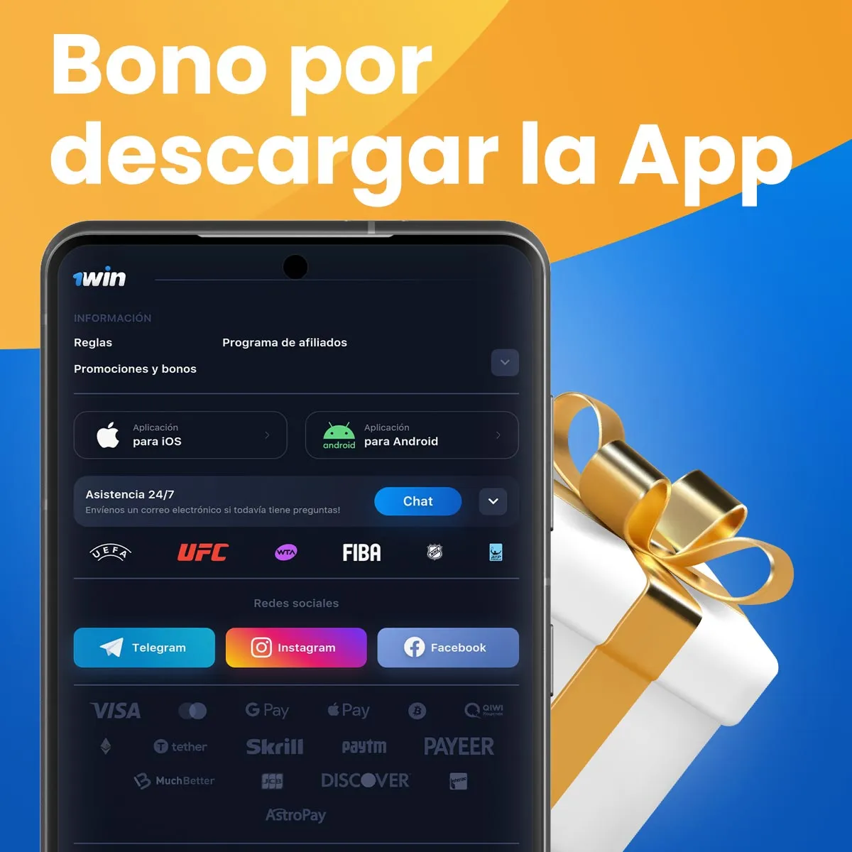¿Cómo obtengo una bonificación por descargar la aplicación 1win?